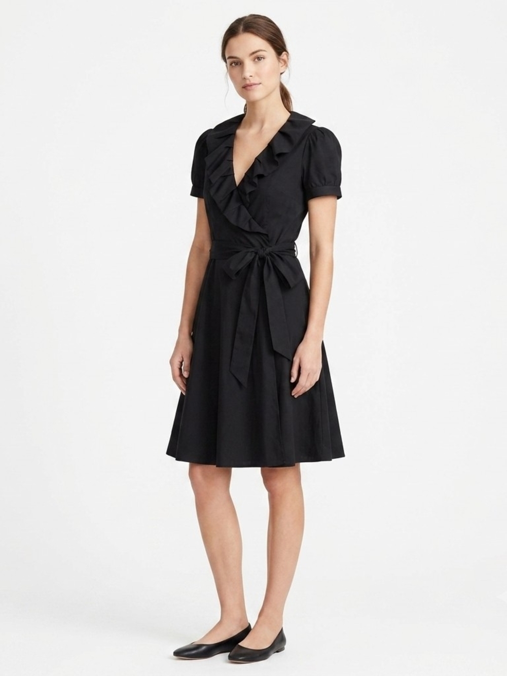 Diane von Furstenberg for Neiman Marcus Black Ruffle Wrap Dress Size 0